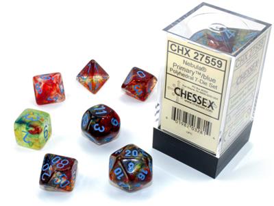 Chessex Nebula Luminary Polyhedral 7-Die Set - Primary/Blue - зарчета