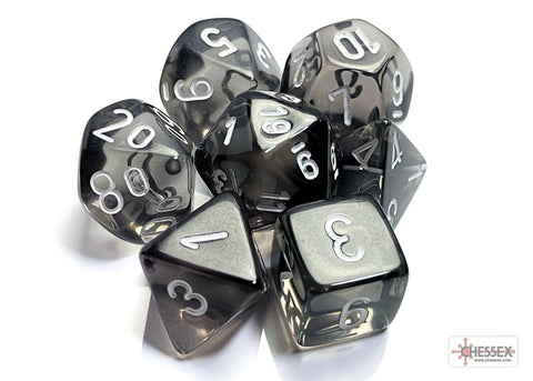Chessex Translucent Polyhedral 7-Die Set - Smoke/White - зарчета