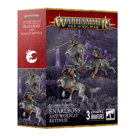 Warhammer Age of Sigmar: Gloomspite Gitz Snarlboss and Wolfgit Retinue - миниатюри