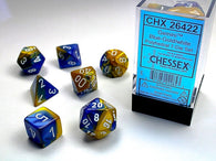 Chessex Gemini Polyhedral 7-Die Set - Blue-Gold with White - зарчета