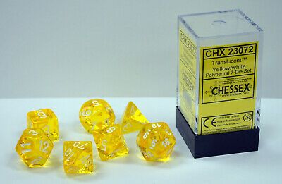 Chessex Translucent Polyhedral 7-Die Set - Yellow/White - зарчета