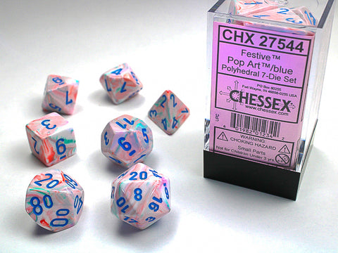 Chessex Festive Polyhedral 7-Die Set - Pop Art/Blue - зарчета