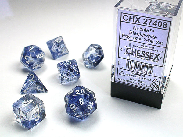 Chessex Nebula Polyhedral 7-Die Set - Black/White - зарчета
