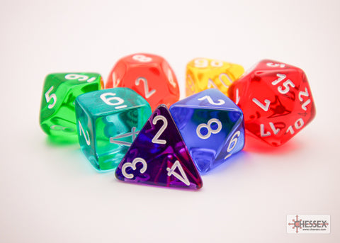 Chessex Prism Translucent GM & Beginner Player Polyhedral 7-Die Set - зарчета
