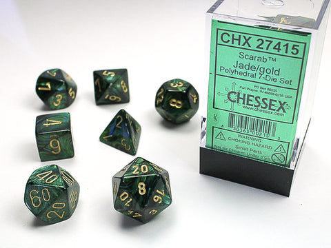 Chessex Scarab Polyhedral 7-Die Set - Jade/Gold - зарчета