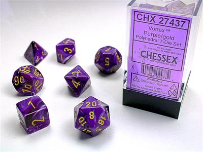 Chessex Vortex Polyhedral 7-Die Set - Purple/Gold - зарчета