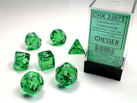 Chessex Translucent Polyhedral 7-Die Set - Green/White - зарчета
