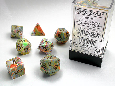 Chessex Festive Polyhedral 7-Die Set - Vibrant/Brown - зарчета