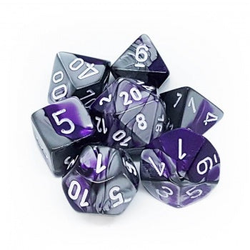 Chessex Gemini Polyhedral 7-Die Set - Purple-Steel with white - зарчета