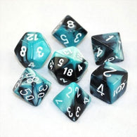 Chessex Gemini Polyhedral 7-Die Set - Black-Shell with white - зарчета