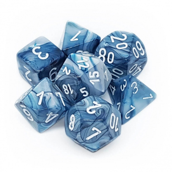 Chessex Lustrous 7-Die Set - Slate with white - зарчета