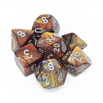 Chessex Lustrous 7-Die Set - Gold with silver - зарчета