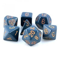 Chessex Opaque Polyhedral 7-Die Sets - Dusty Blue with gold - Pikko Games
