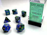 Chessex Gemini Polyhedral 7-Die Set - Blue-Green with gold - зарчета