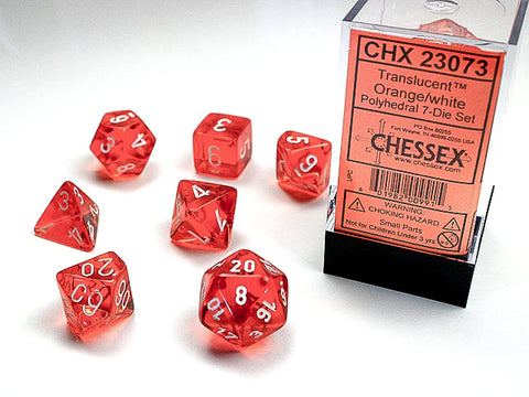 Chessex Translucent Polyhedral 7-Die Set - Orange/White - зарчета