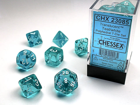 Chessex Translucent Polyhedral 7-Die Set - Teal/White - зарчета