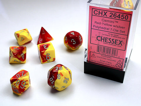 Chessex Gemini Polyhedral 7-Die Set - Red-Yellow/Silver - зарчета