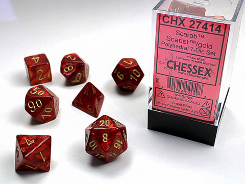 Chessex Scarab Polyhedral 7-Die Set - Scarlet/Gold - зарчета