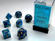 Chessex Phantom Polyhedral 7-Die Set - Teal/Gold - зарчета