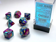 Chessex Gemini Polyhedral 7-Die Set - Purple-Teal with gold - зарчета
