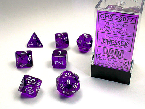 Chessex Translucent Polyhedral Purple/white 7-Die Set - зарчета