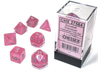 Chessex Borealis Luminary Polyhedral 7-Die Set - Pink/Silver - зарчета