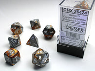 Chessex Gemini Polyhedral 7-Die Set - Copper-Steel with white - зарчета