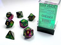 Chessex Gemini Polyhedral 7-Die Set - Green-Purple with Gold - зарчета