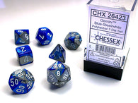 Chessex Gemini Polyhedral 7-Die Set - Blue-Steel with white - зарчета