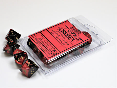 Chessex Gemini Polyhedral 10-Die Set - Black-Red with gold - зарчета