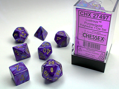 Chessex Lustrous 7-Die Set - Purple with gold - зарчета