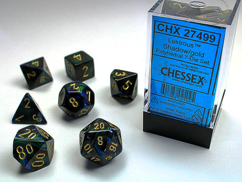 Chessex Lustrous 7-Die Set - Shadow with gold - зарчета